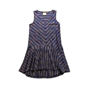 Anthropologie Maeve Sleeveless Chevron Knit Dress Hi Lo Hem Midi V Neck